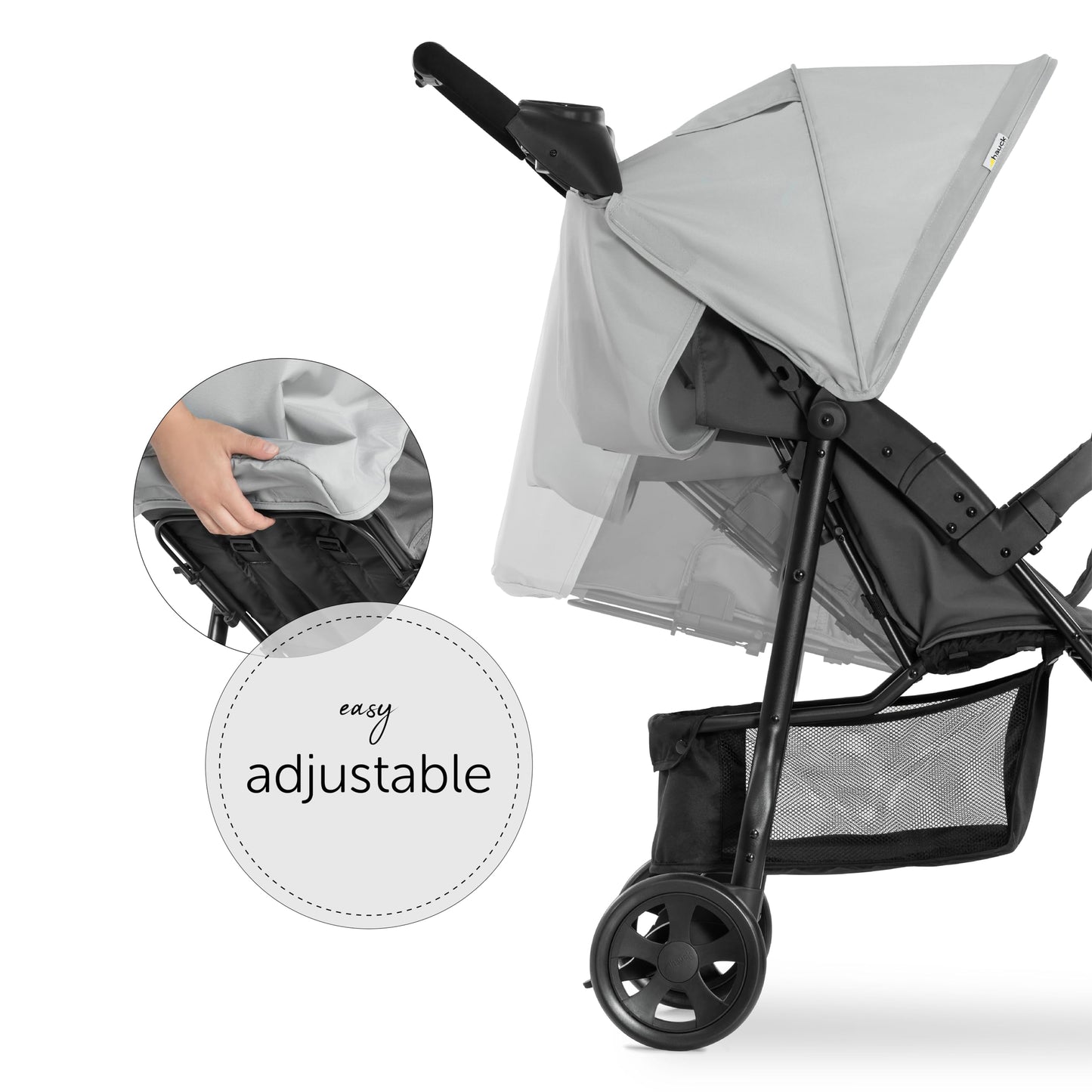 Silla de Paseo Ligera – 3 Ruedas, Reclinable, Hasta 22 kg, Plegado Compacto, Gris
